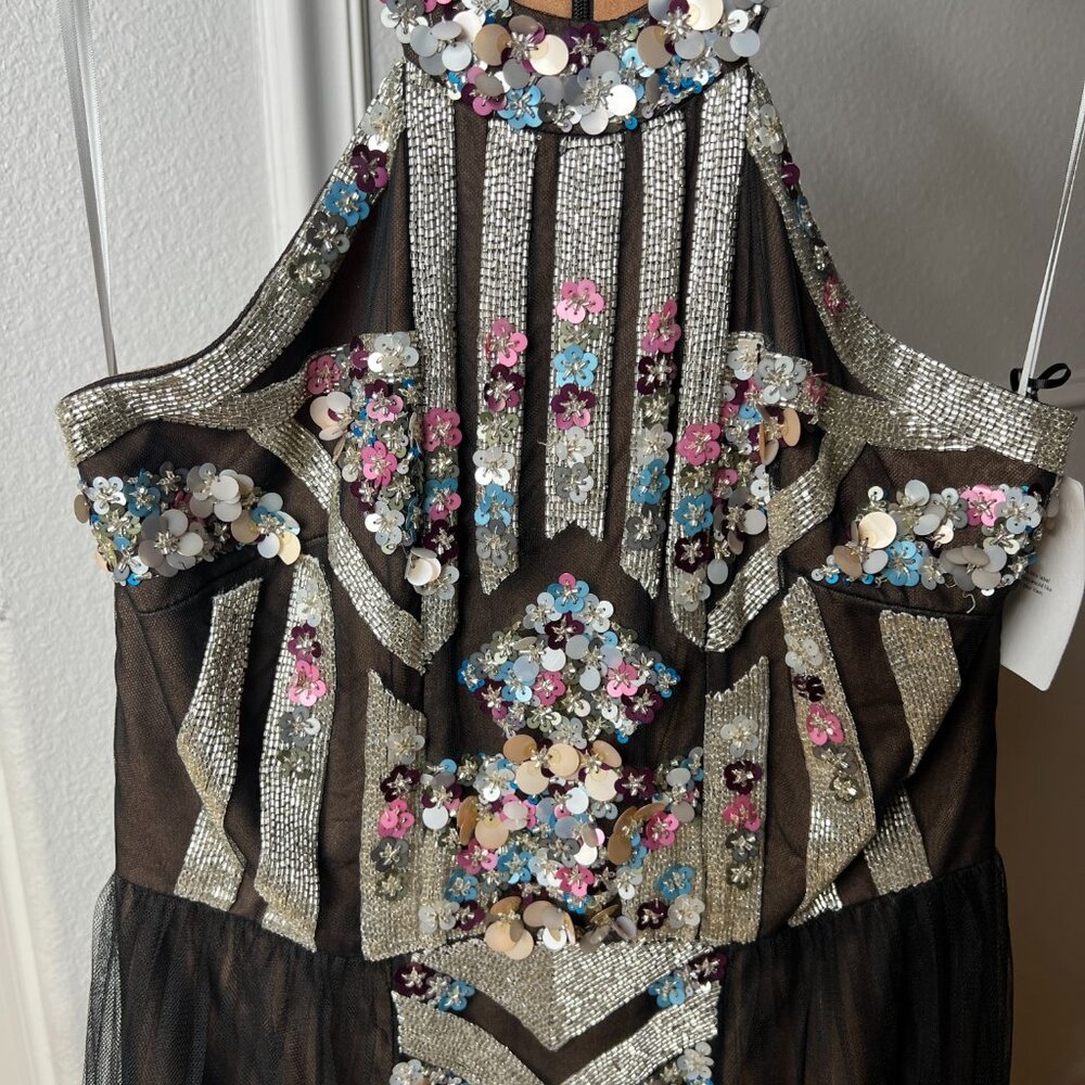 Marchesa Notte Art Deco Sequin Mermaid Evening Gown - Size 10 - Picture 7 of 8